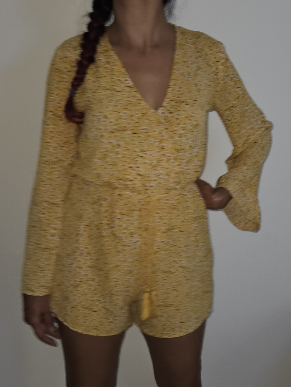 Yellow Floral Long-Sleeve Romper